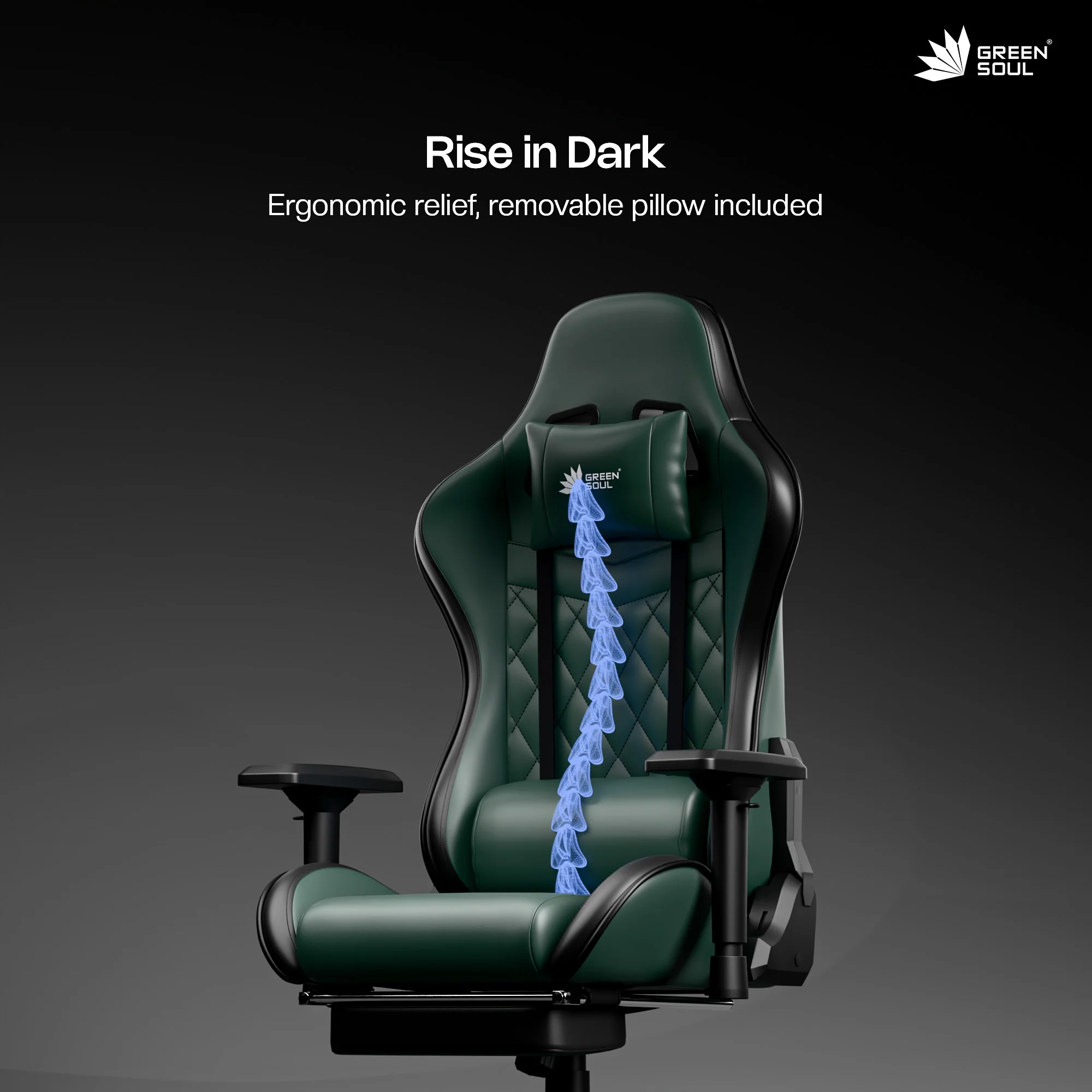 Green Soul Ghost Gaming Chair With Integrated Footrest - Image 39