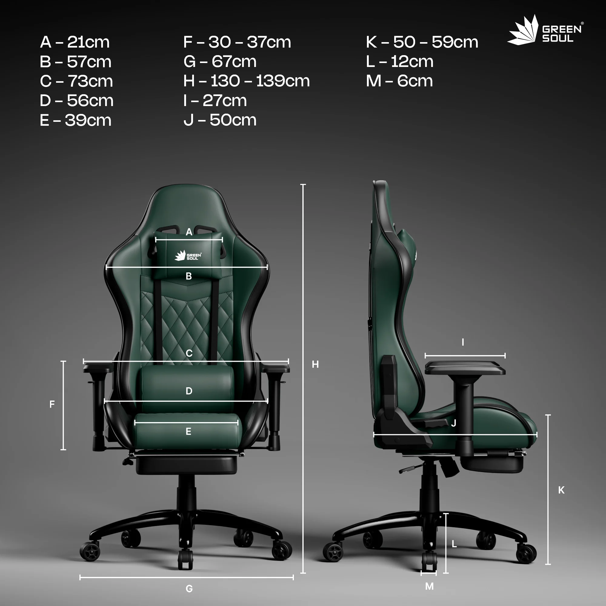 Green Soul Ghost Gaming Chair With Integrated Footrest - Image 60