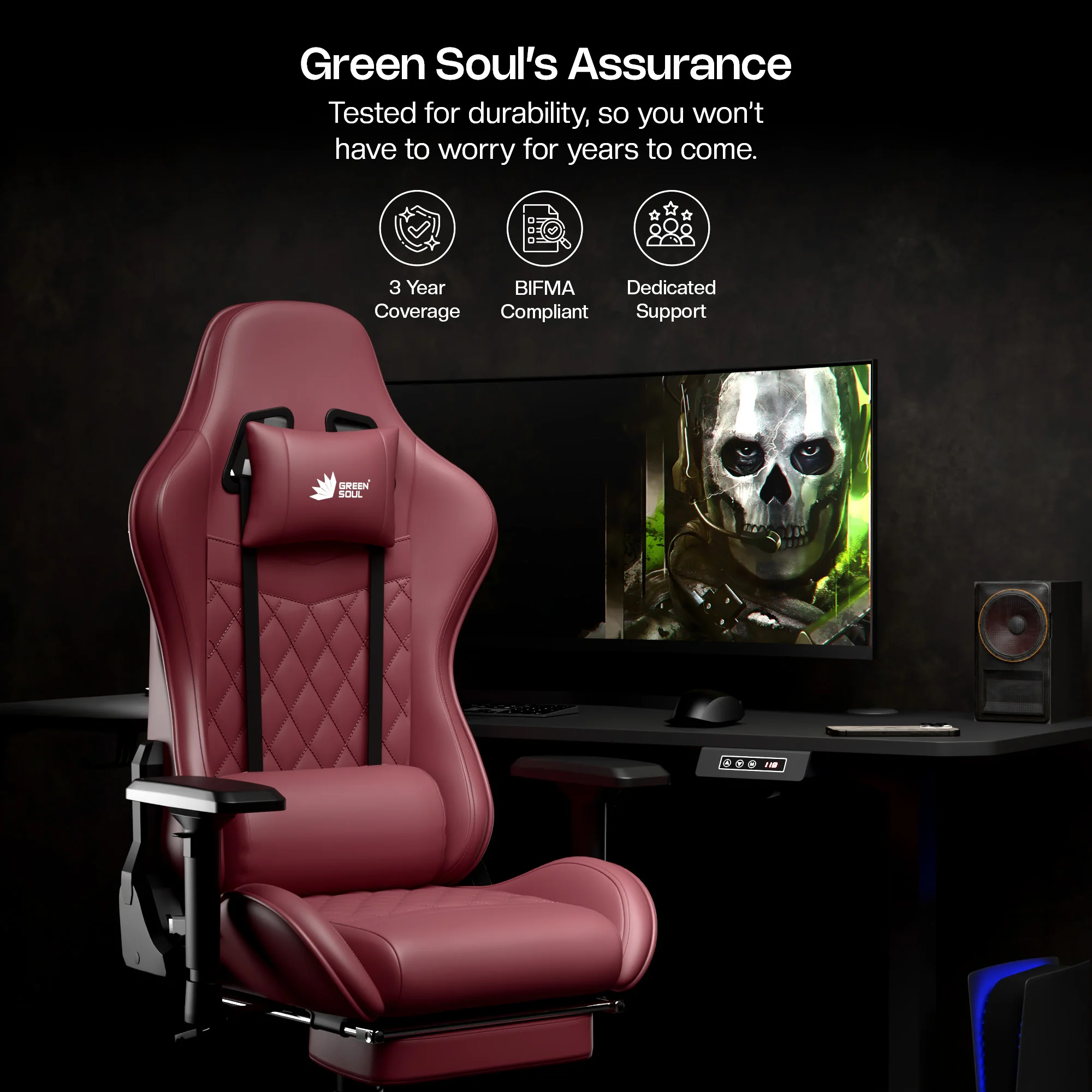 Green Soul Ghost Gaming Chair With Integrated Footrest - Image 67
