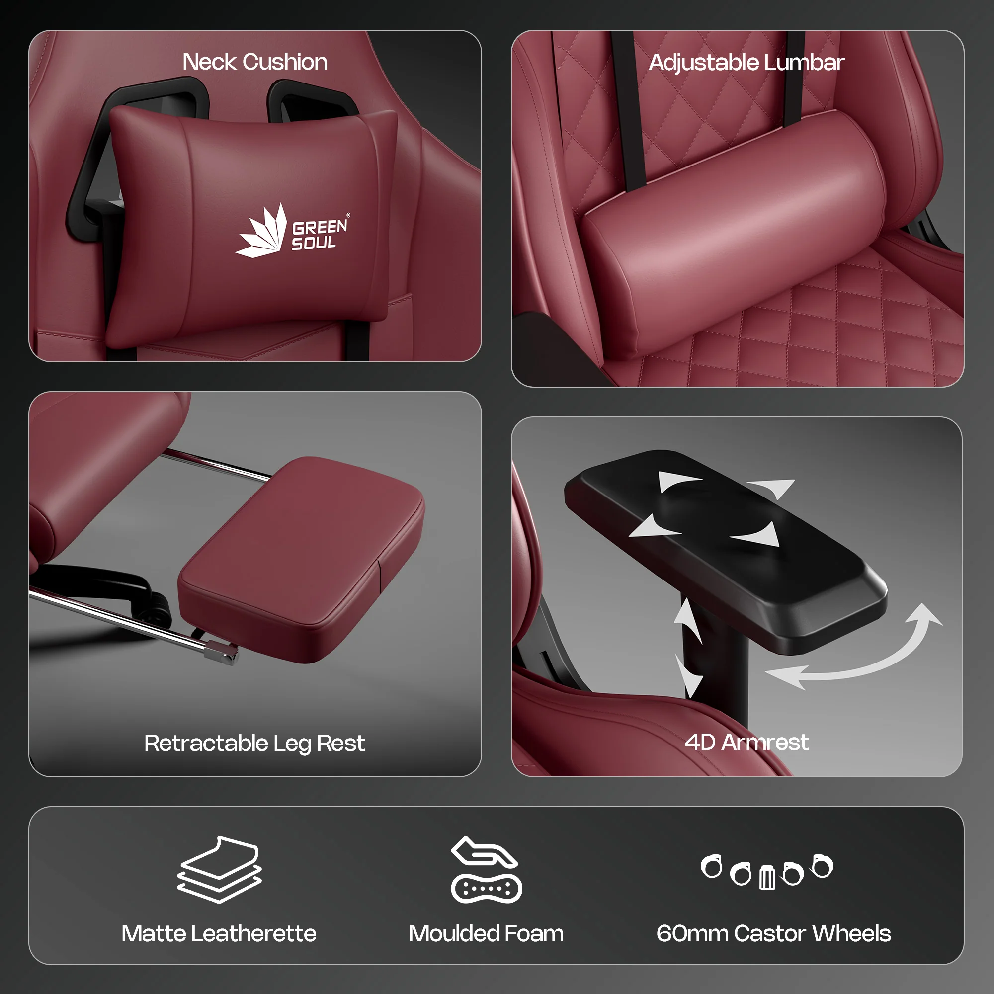 Green Soul Ghost Gaming Chair With Integrated Footrest - Image 70