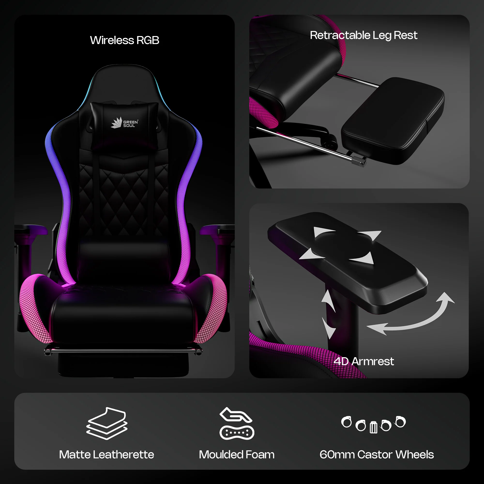 Green Soul Ghost RGB Ergonomic Gaming chair - Image 41