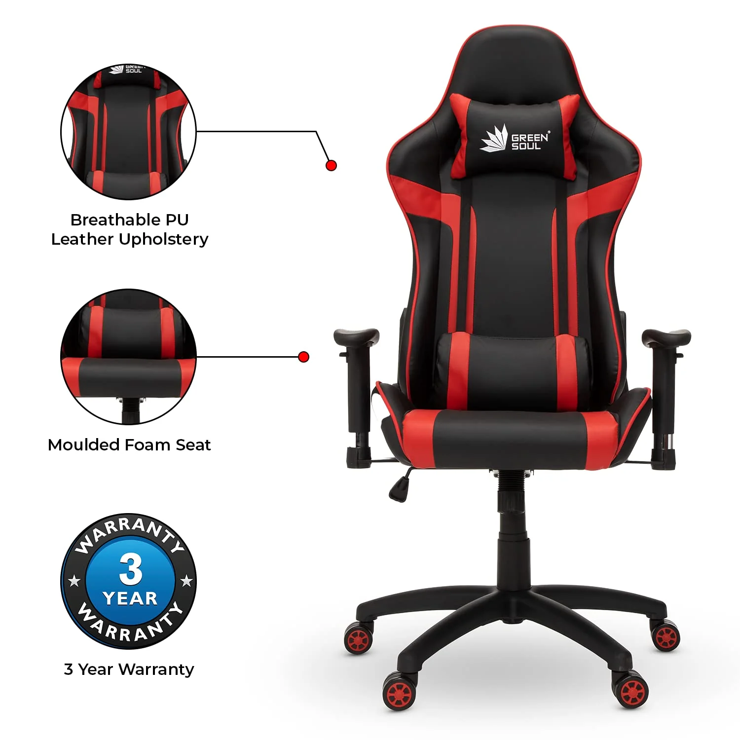 Green Soul Renewed Raptor Racing Edition Gaming Chair - Image 5