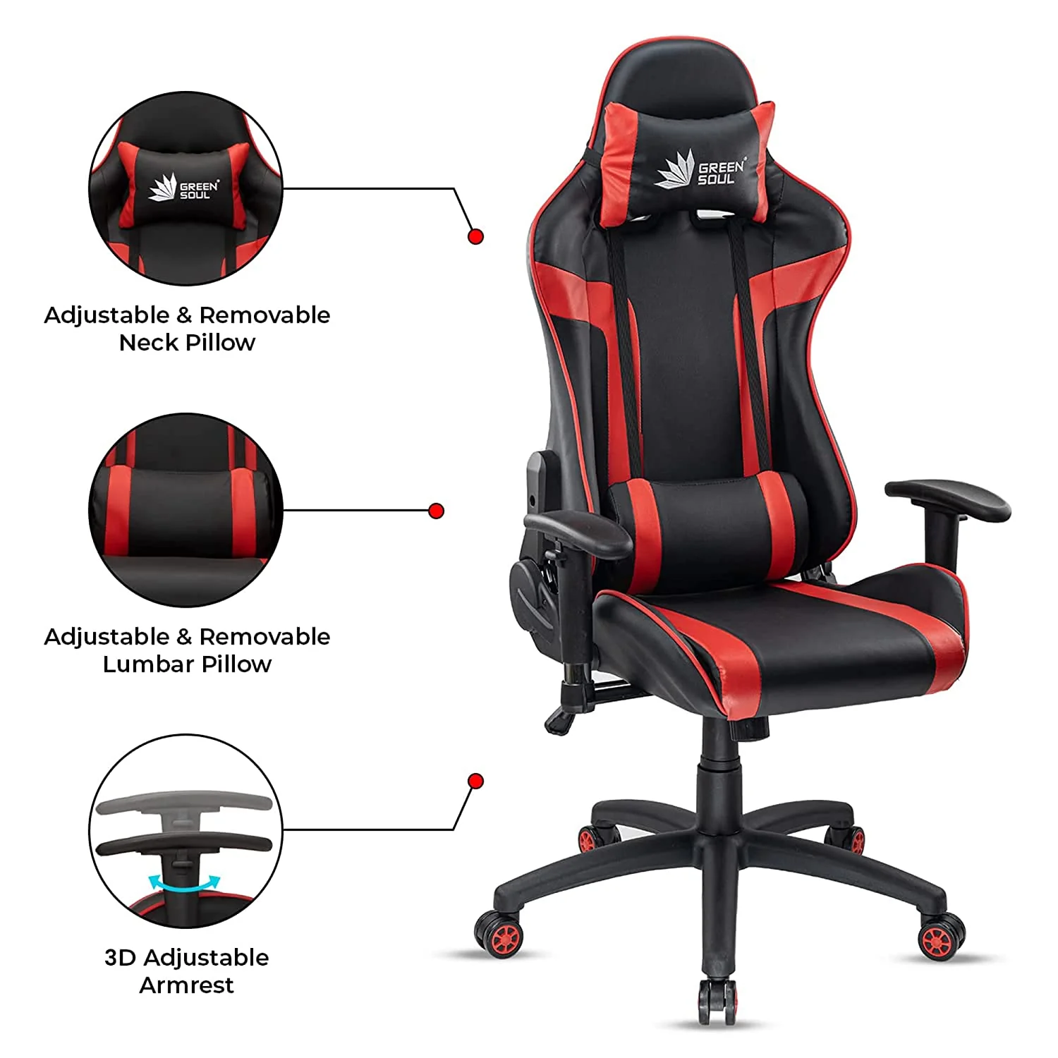 Green Soul Renewed Raptor Racing Edition Gaming Chair - Image 6
