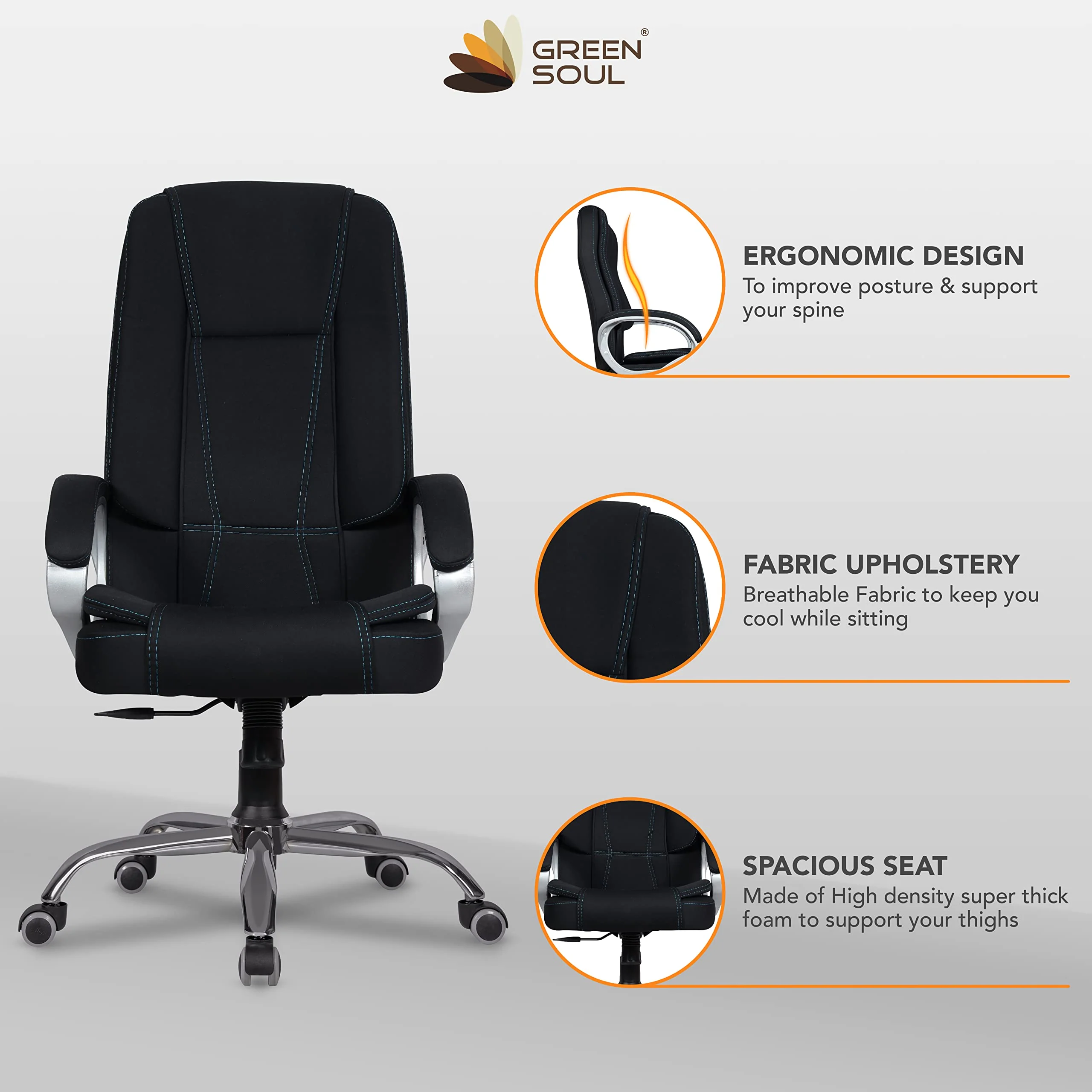 Green Soul Renewed Vienna Fabric Executive Chair - Image 3