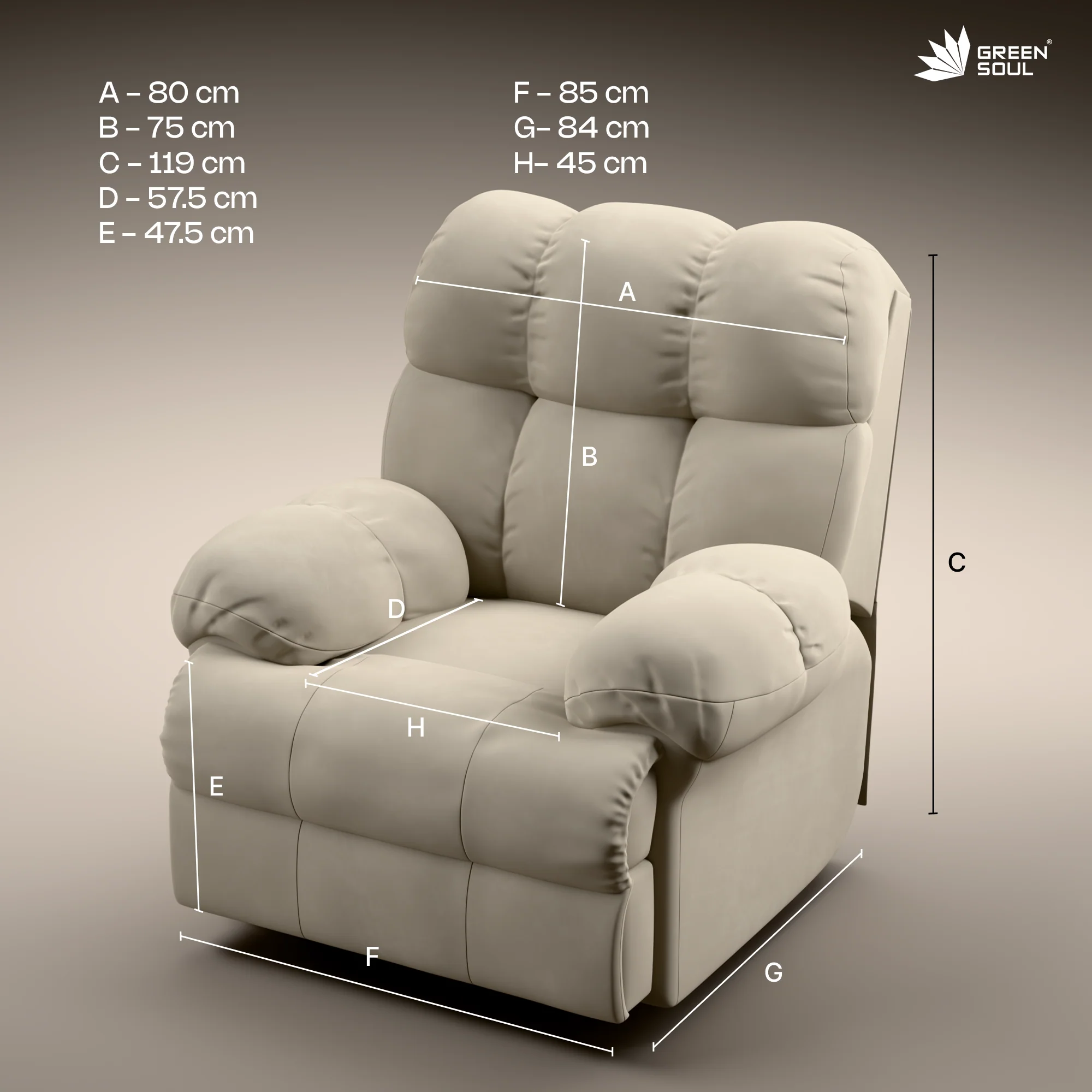 Green Soul Shangri-La Rocking, Revolving and Recline Single Seater Electric Recliner Sofa - Image 109