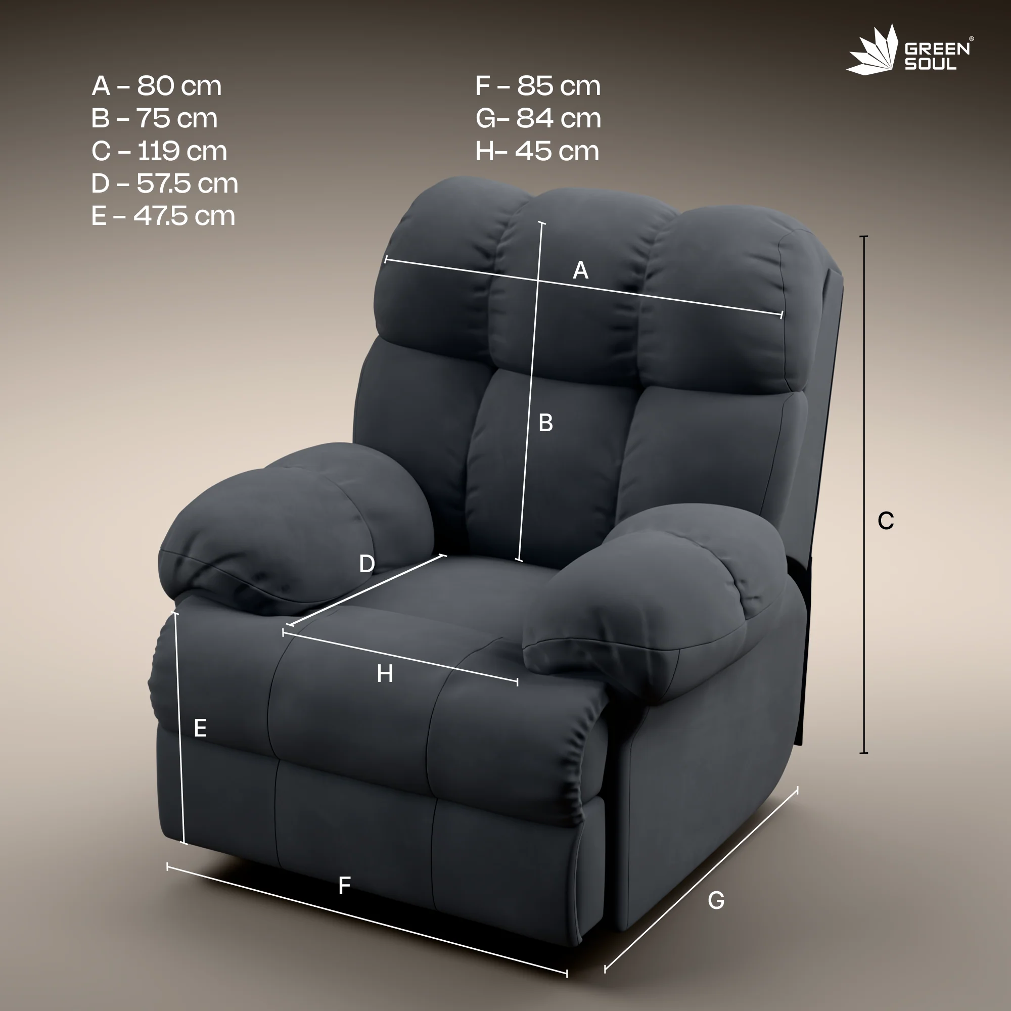 Green Soul Shangri-La Rocking, Revolving and Recline Single Seater Electric Recliner Sofa - Image 110