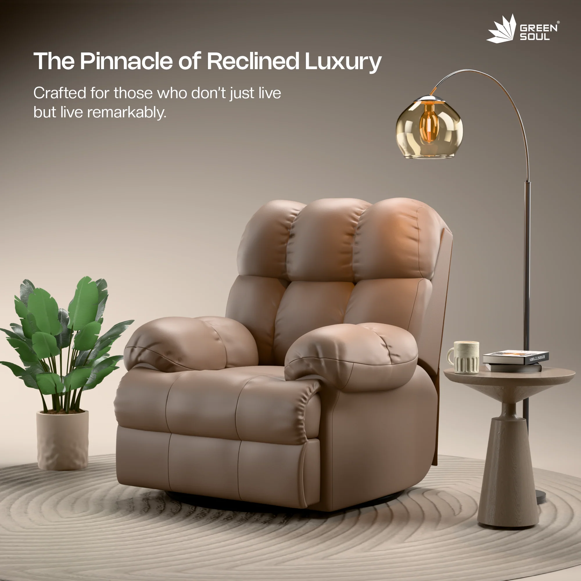 Green Soul Shangri-La Rocking, Revolving and Recline Single Seater Electric Recliner Sofa - Image 117