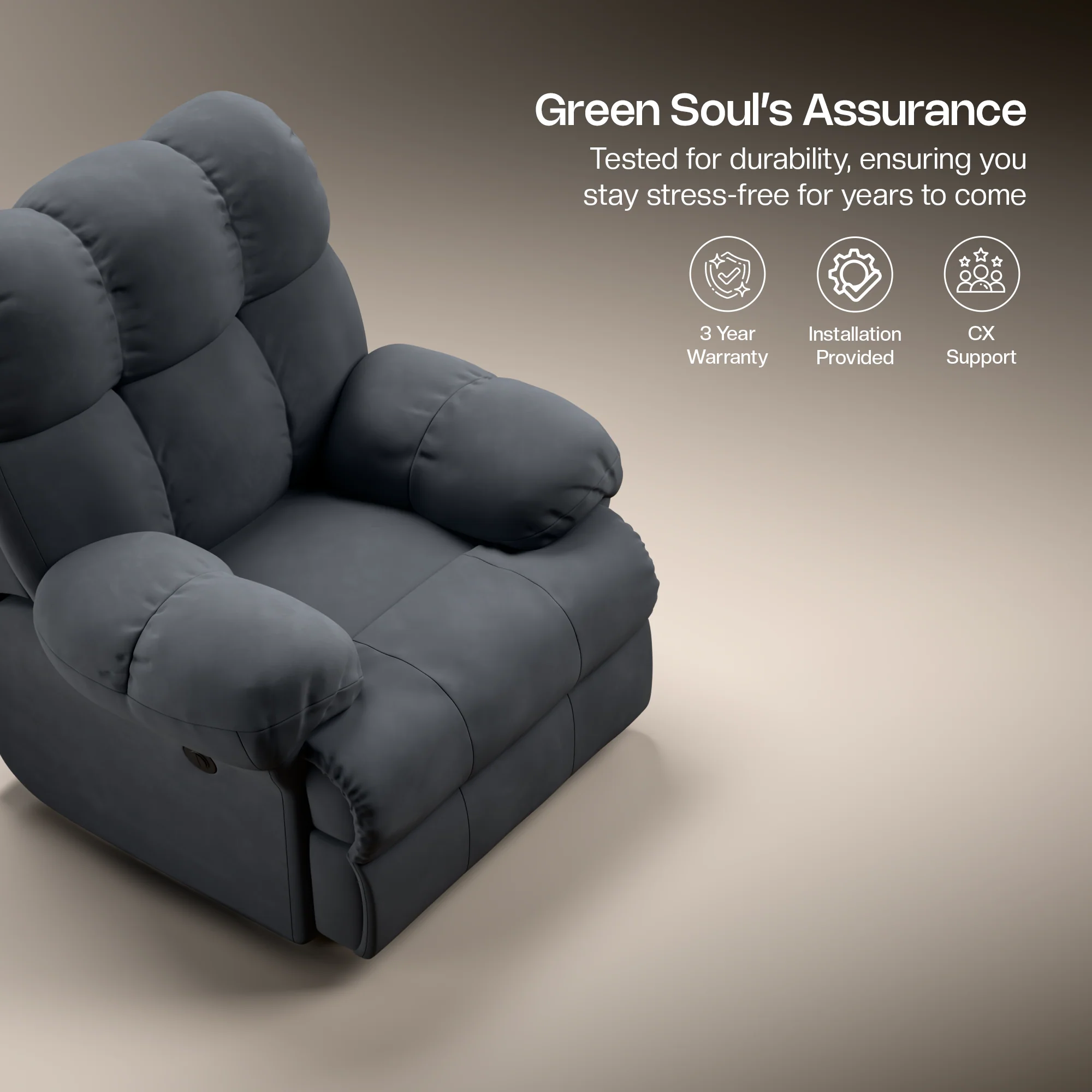 Green Soul Shangri-La Rocking, Revolving and Recline Single Seater Electric Recliner Sofa - Image 125