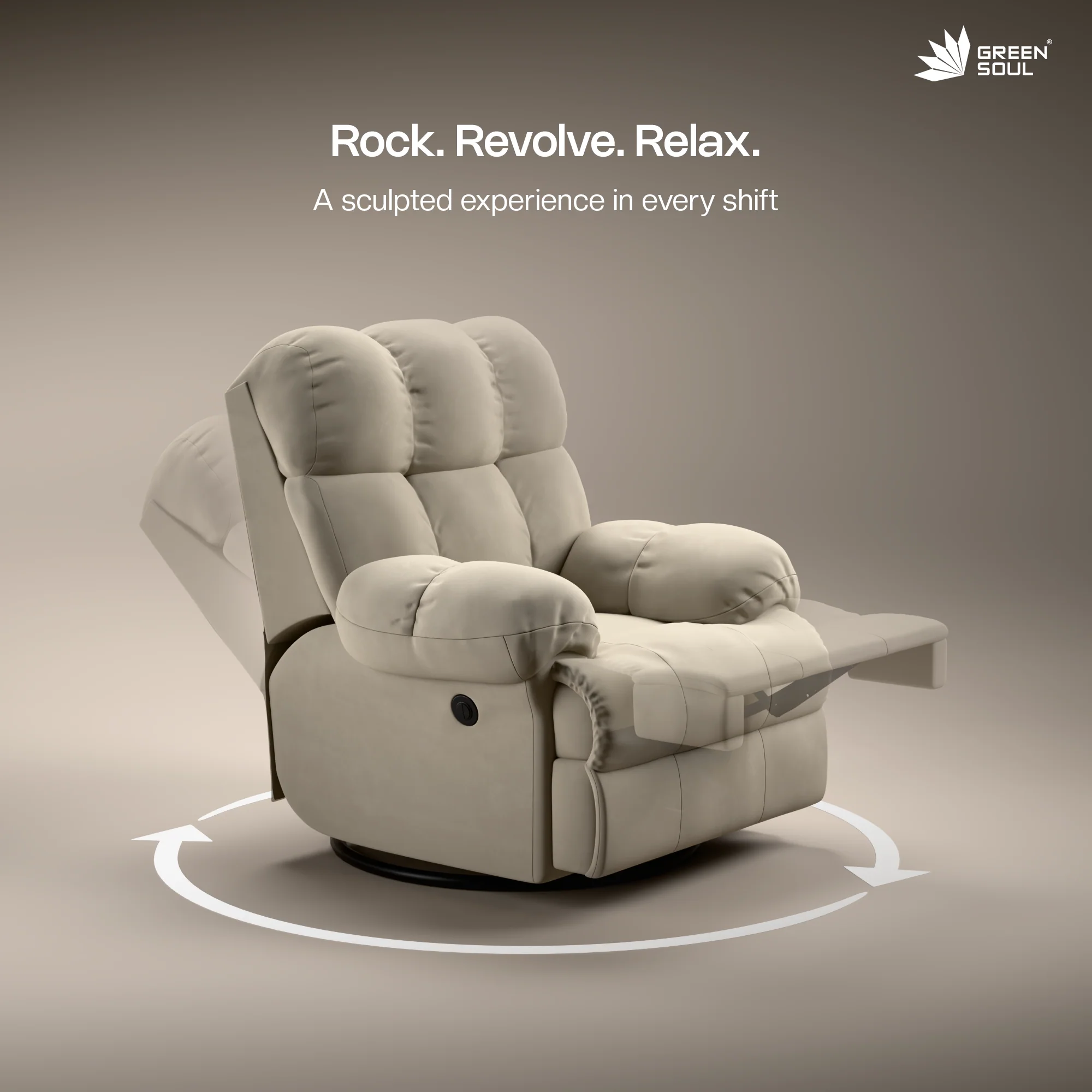 Green Soul Shangri-La Rocking, Revolving and Recline Single Seater Electric Recliner Sofa - Image 130