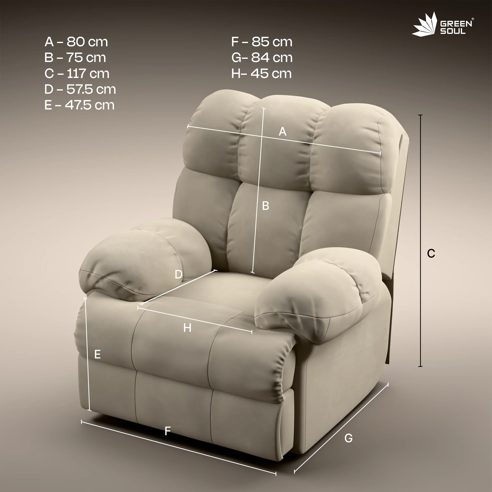 Green Soul Shangri-La Rocking, Revolving and Recline Single Seater Electric Recliner Sofa - Image 135