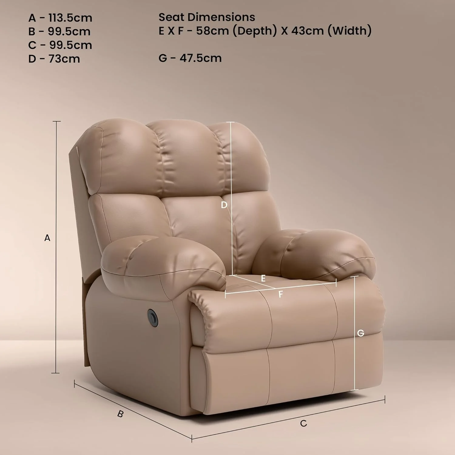 Green Soul Shangri-La Rocking, Revolving and Recline Single Seater Electric Recliner Sofa - Image 35