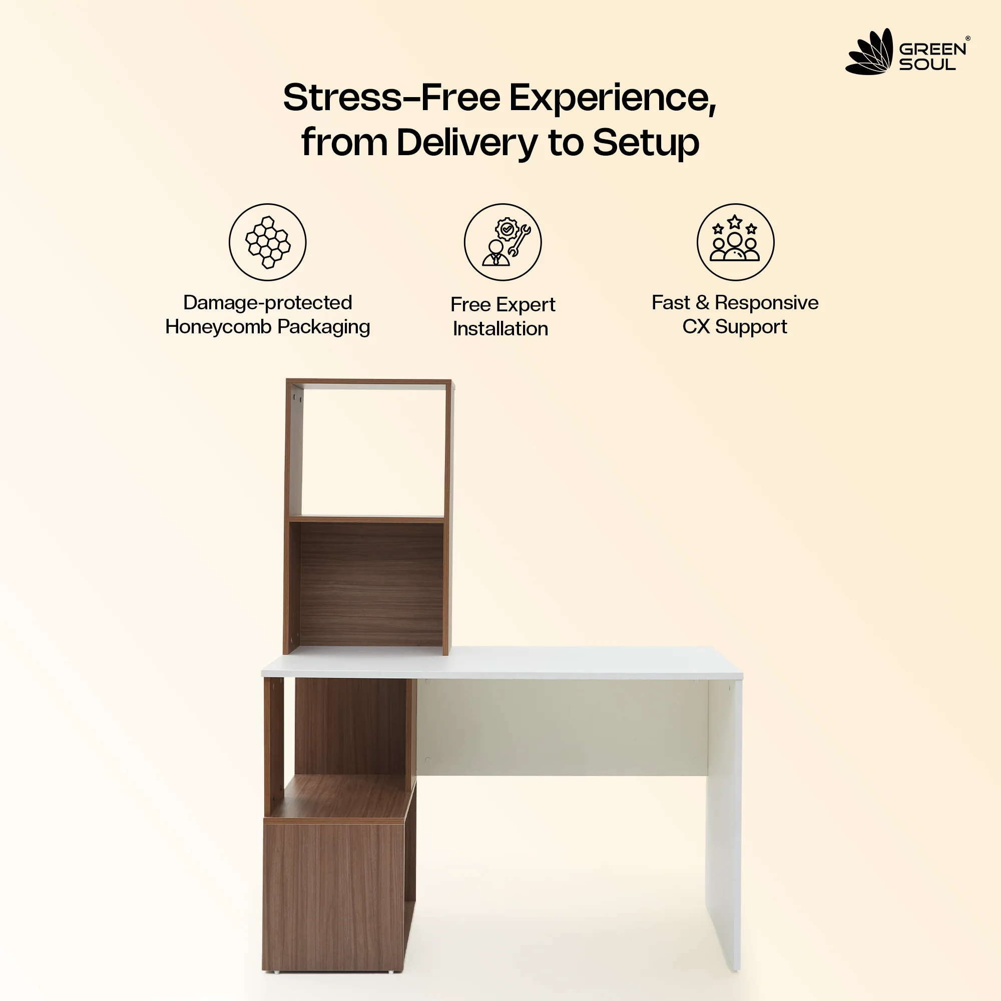 Green Soul Vermont Study Table - Frosty White - Image 12