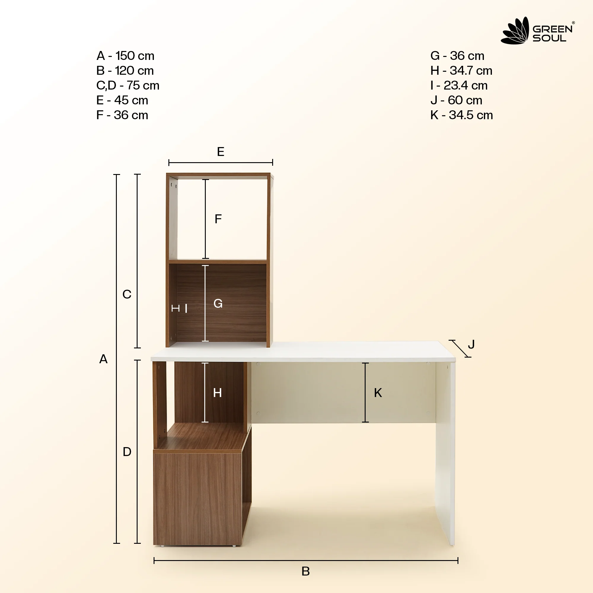 Green Soul Vermont Study Table - Frosty White - Image 13