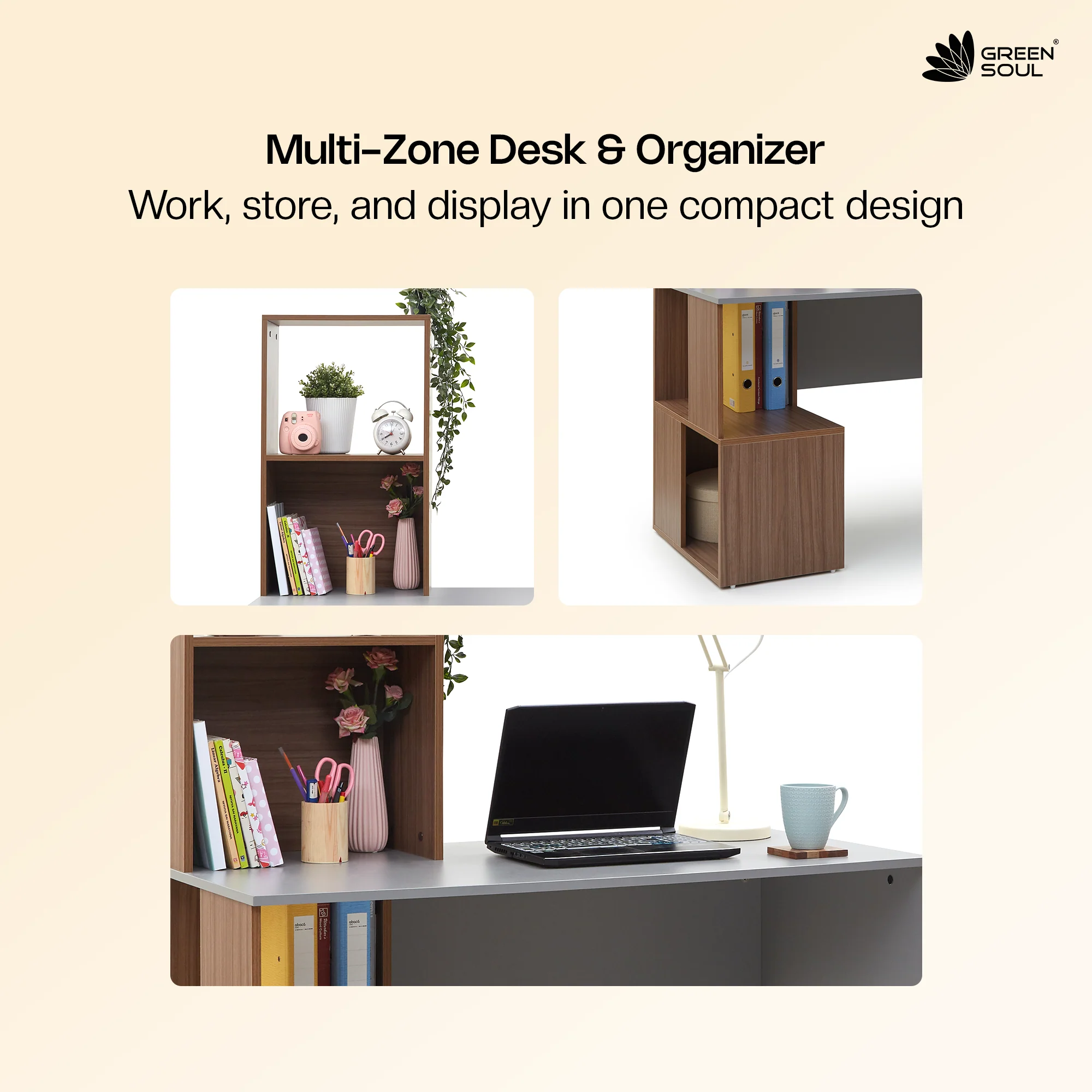 Green Soul Vermont Study Table - Gothic Grey - Image 12