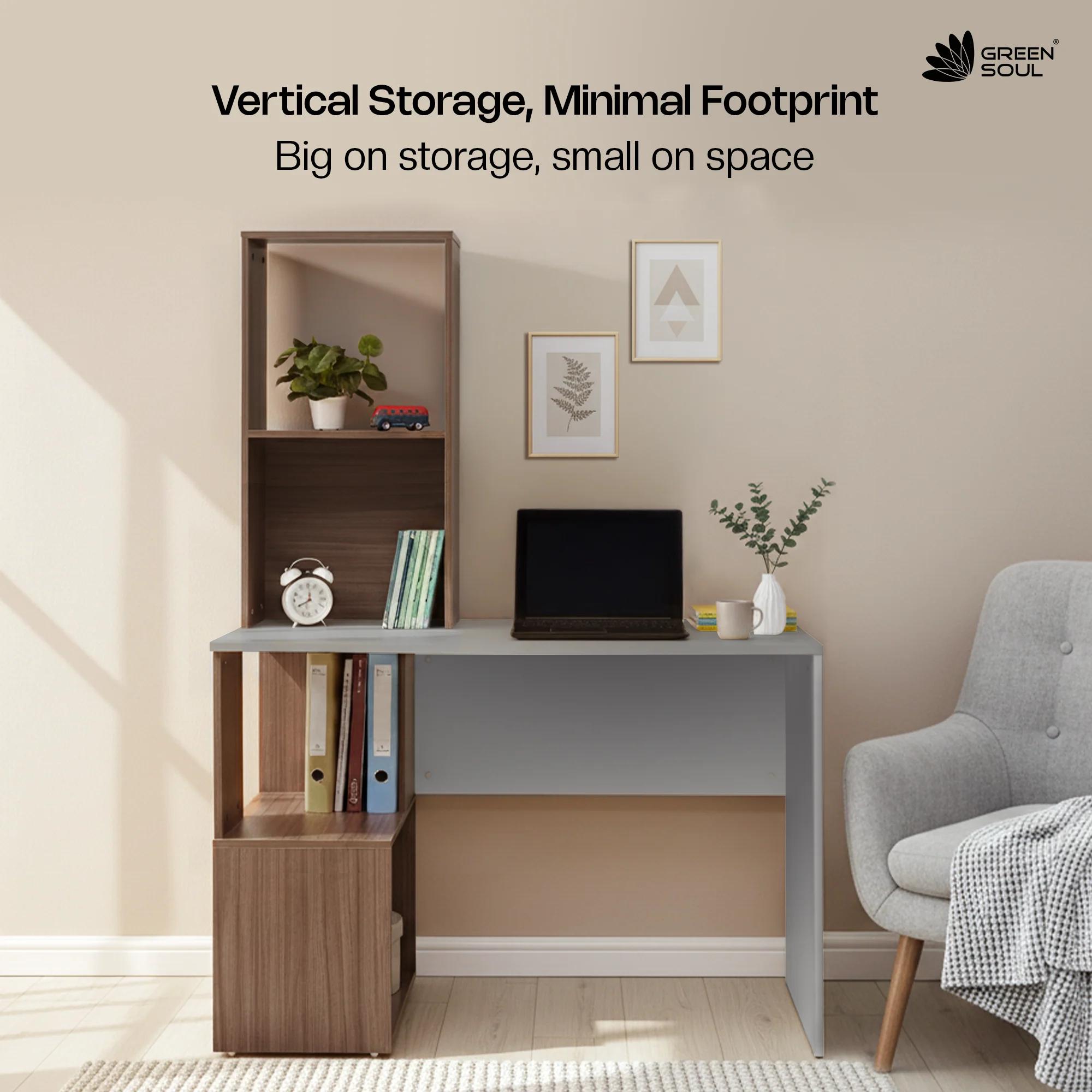 Green Soul Vermont Study Table - Gothic Grey - Image 14