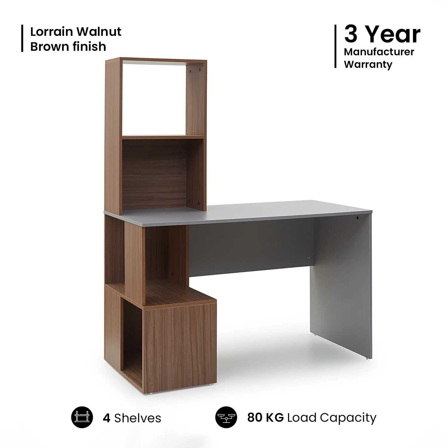 Green Soul Vermont Study Table - Gothic Grey - Image 8