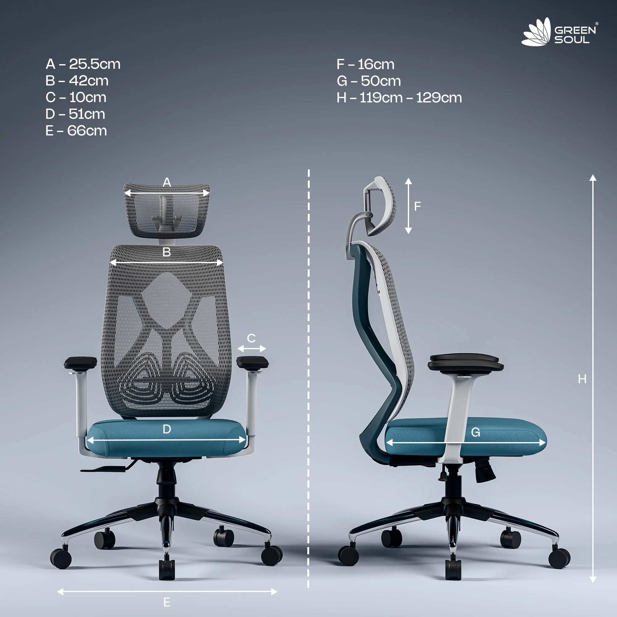 Green Soul Zodiac Pro Series High Back Mesh Office Chair - Image 134