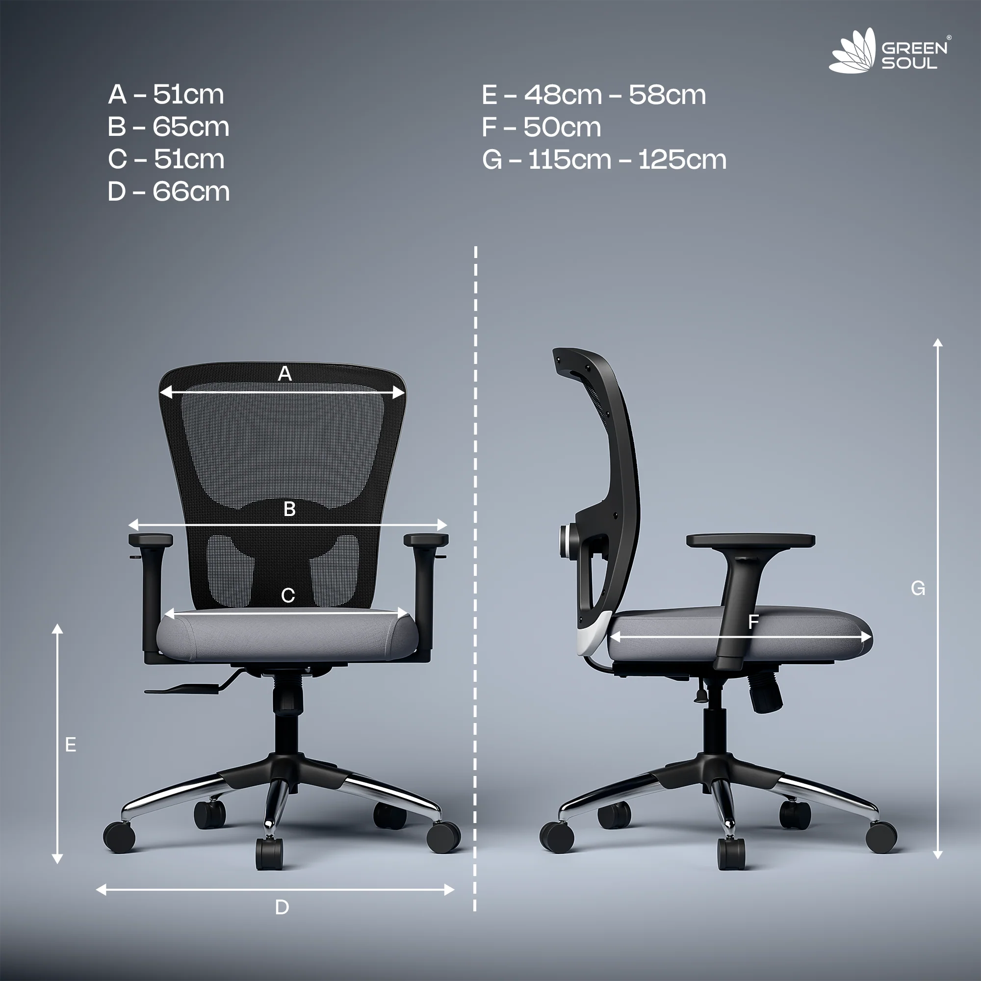 Green Soul Jupiter Superb Mid Back Mesh Office Chair - Image 30