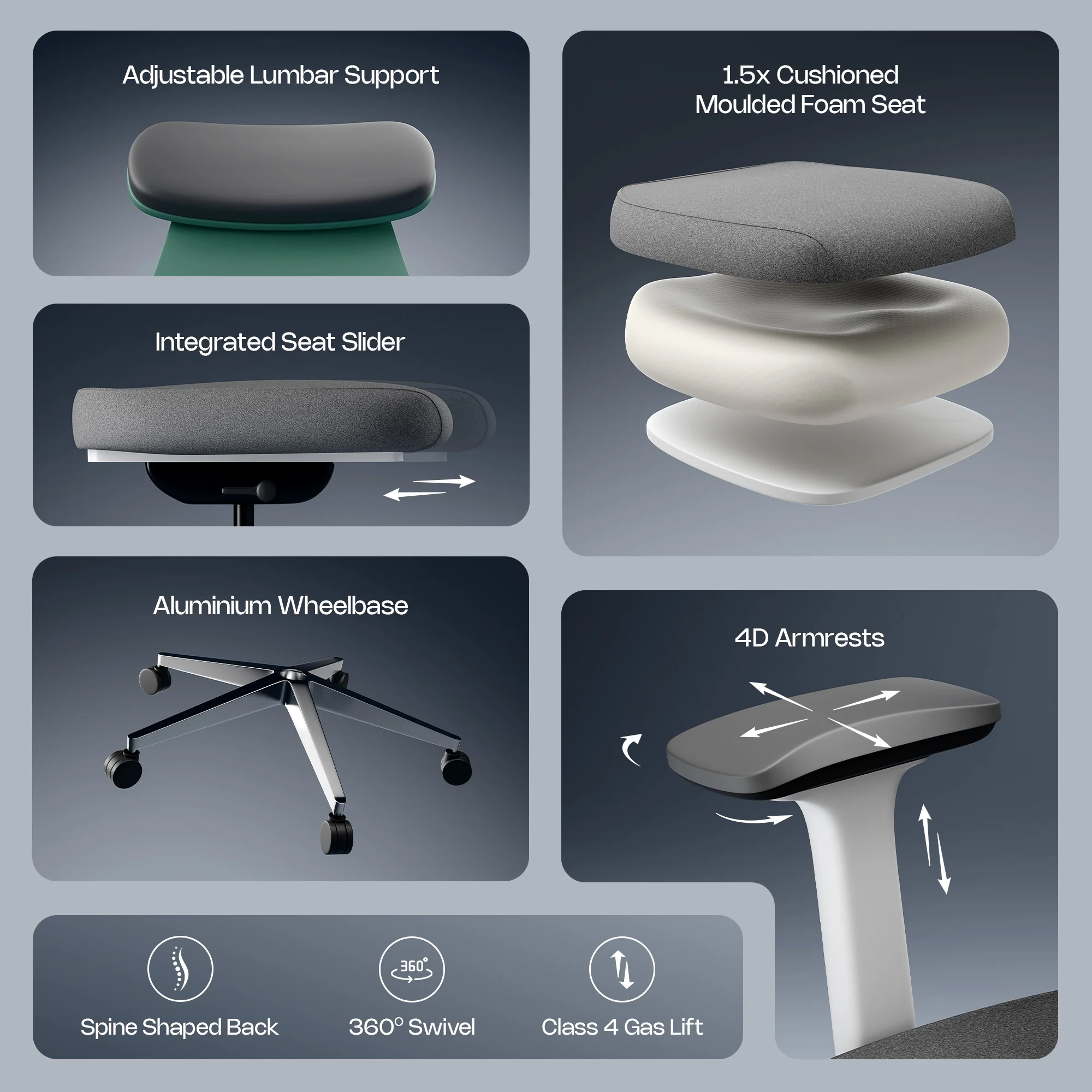 Green Soul Cosmos Pro Minimal Design Ergonomic Office Chair Intelli-Adapt 4D armrest - Image 10