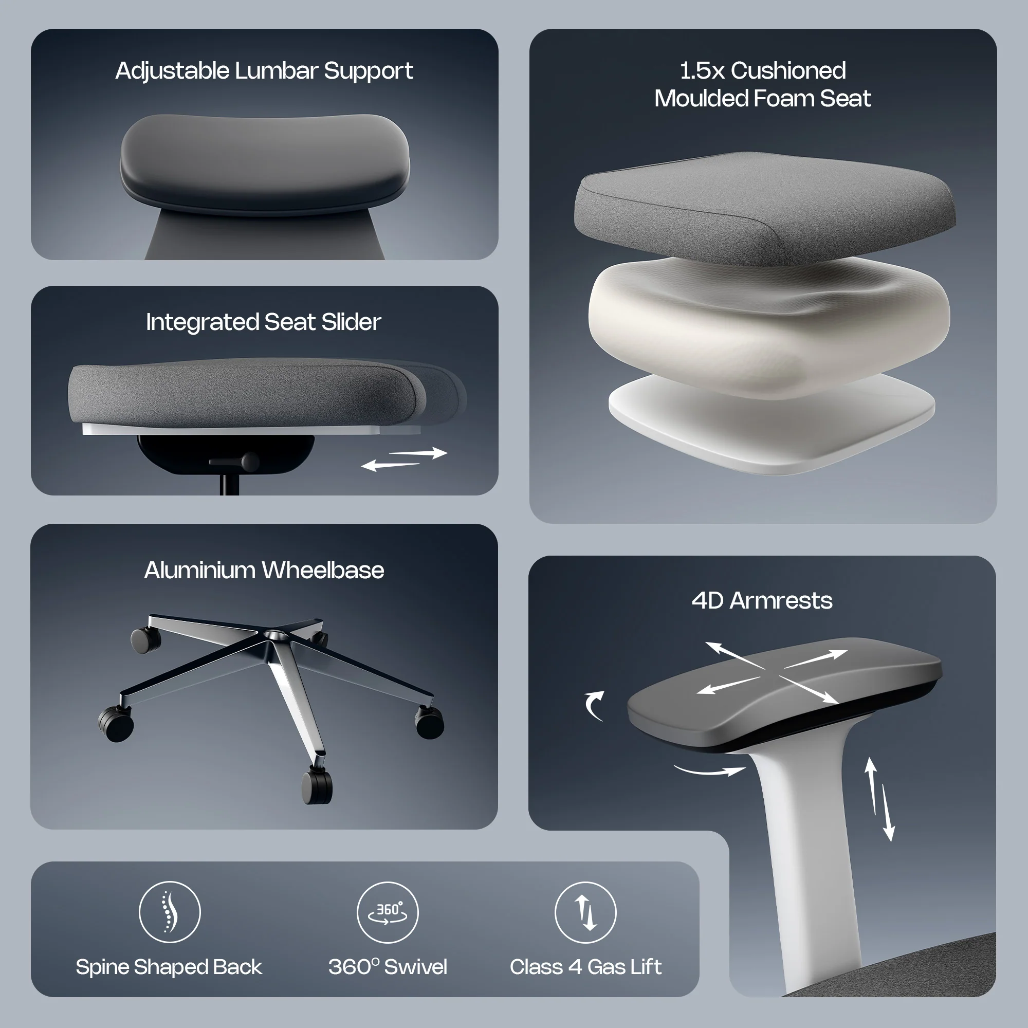 Green Soul Cosmos Pro Minimal Design Ergonomic Office Chair Intelli-Adapt 4D armrest - Image 11